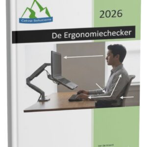 Persoon die de ergonomiechecker gebruikt om de werkplek te controleren op een goede houding en verlichting