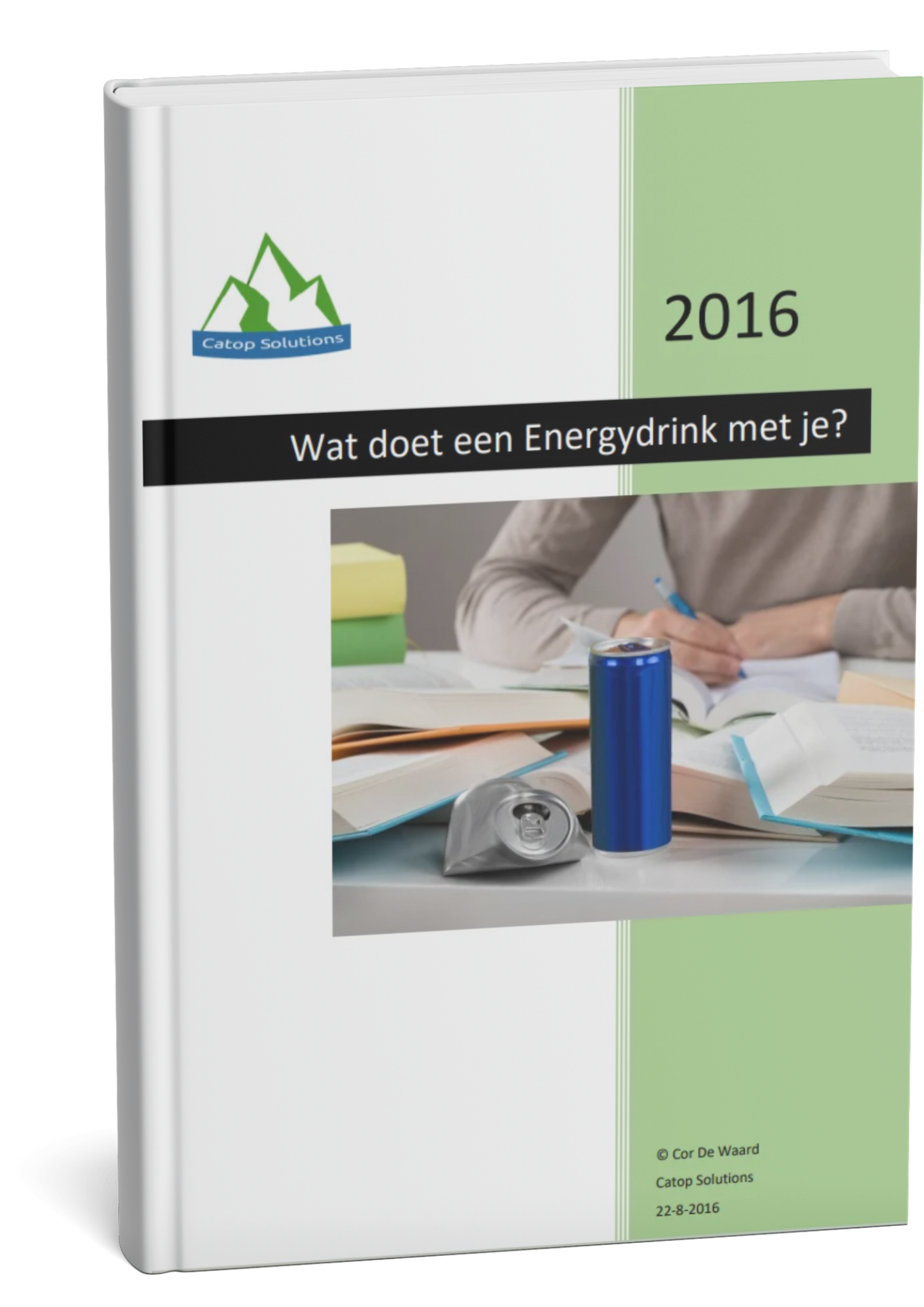 E-book cover van Wat doet een energydrink met je? over de impact van energydrinks op de hersenen, energie en nachtrust.